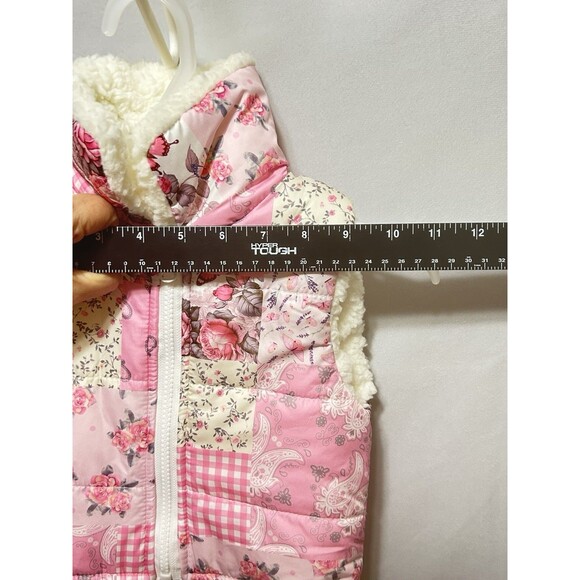 Infant Girl 12-18 Months Pink Quilted Print Sherpa Lined Vest NWT - Picture 2 of 11